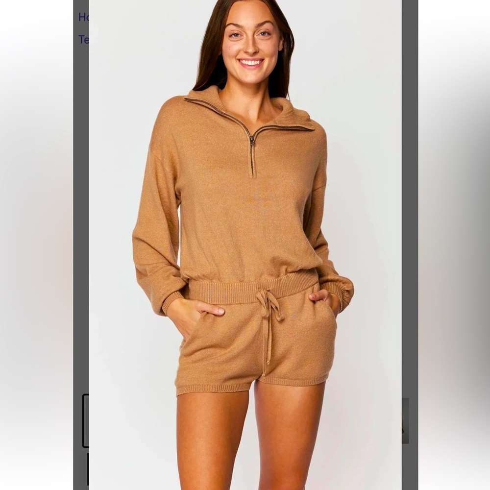 Spiritual Gangster funnel Tan Zippered Jumpsuit